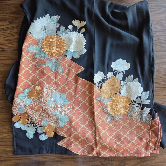 Handmade Recycled Kimono Dress 100% Silk - Picture 5 of 6